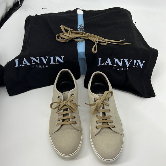 LANVIN OF PARIS TRAINER low top canvas sneakers, beige size 8 - Picture 10 of 14